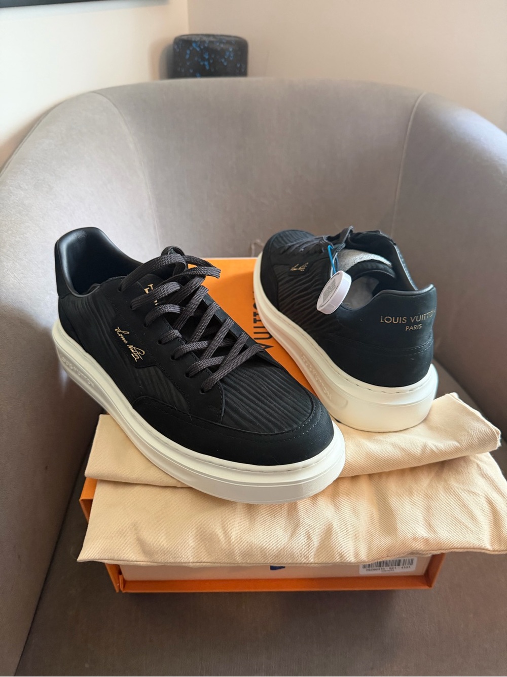 Louis Vuitton Black and White Men's Low-Top Sneakers